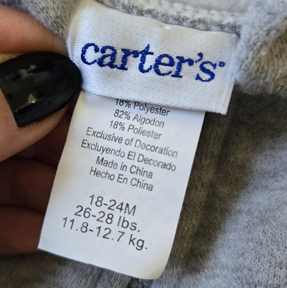 Vintage 1990s-Y2K Carter's construction vehicle grey quarter-zip hoodie